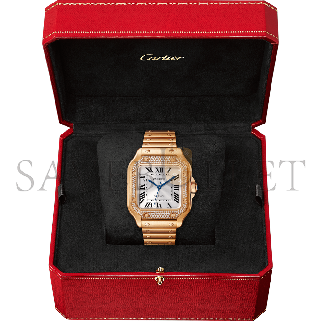 CARTIER SANTOS DE MEDIUM MODEL 18K ROSE GOLD AUTOMATIC WINDING WATCH WJSA0009